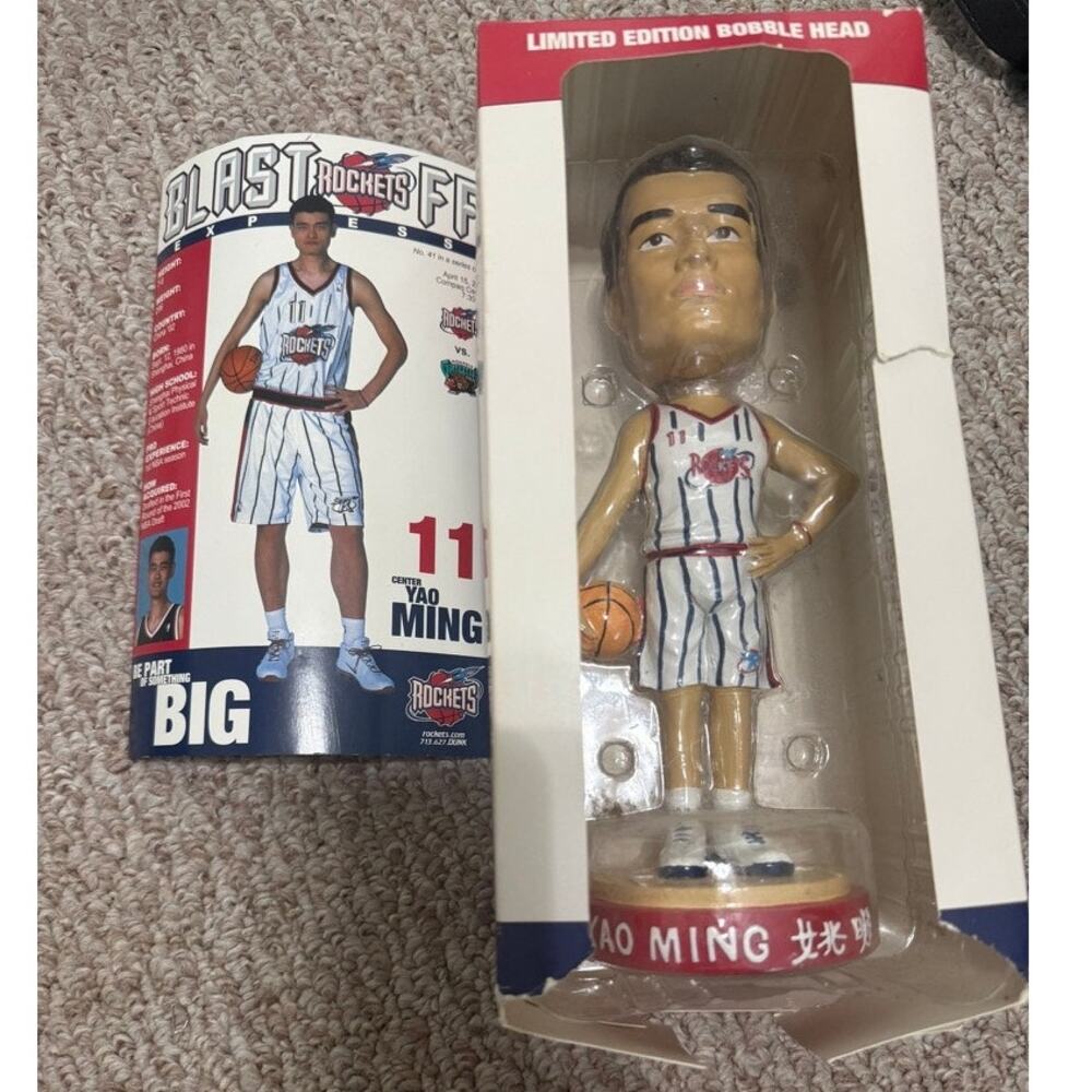 Y2K Yao Ming Houston Rockets Bobblehead 2003 SGA 10" Box + GAMEDAY PROGRAM